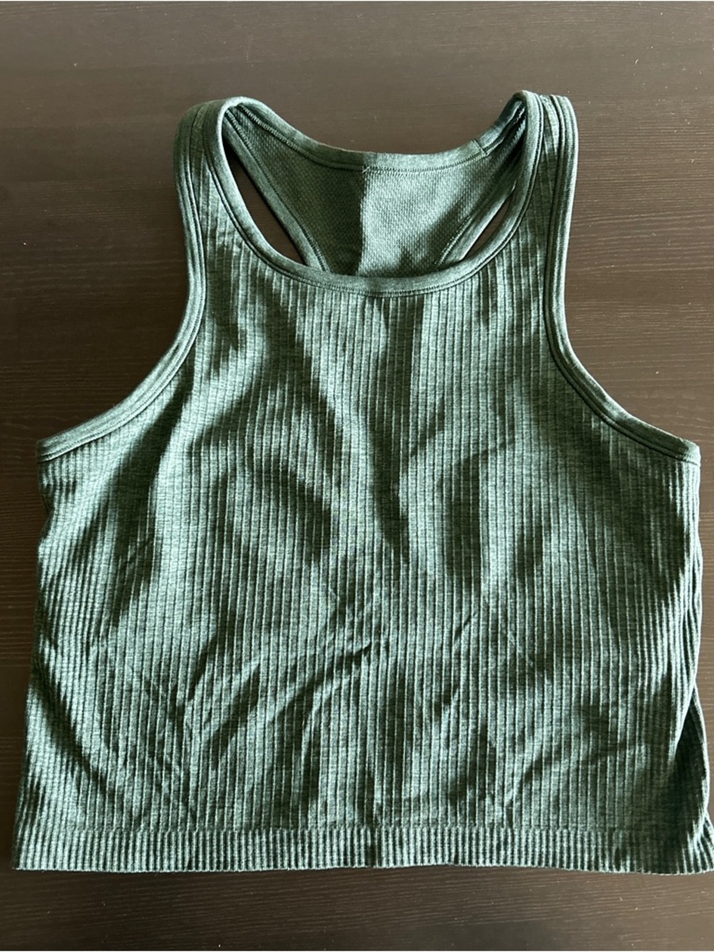 Lululemon Ebb to Street Cropped Racerback Tank —  Grey Eucalyptus (size 10)